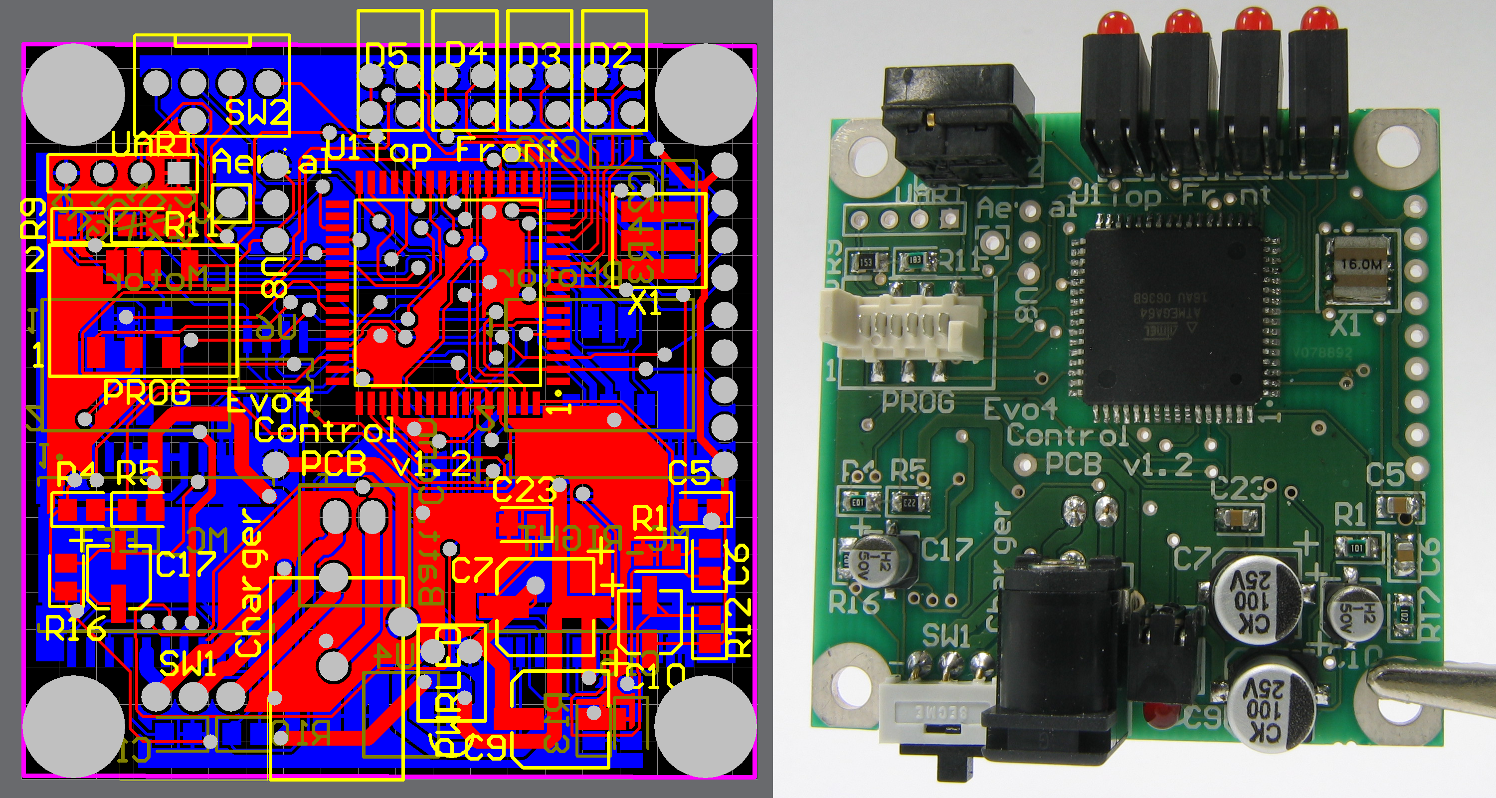 PCB 设计图与实物板对照